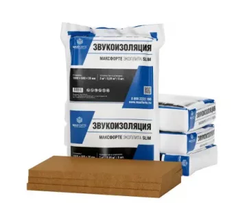 Звукоизоляционная плита МаксФорте ЭкоПлита  SLIM 1000 х 600 х 30 мм ( 3 м²/0,09 м³/5 штук в уп) 