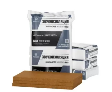 Звукоизоляционная плита МаксФорте ЭкоПлита  PRO 1000 х 600 х 50 мм (2,4 м²/0,12 м³/4 штуки в уп)  